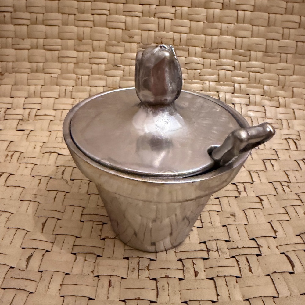 Mariposa Cast Aluminum Flower Pot Sugar Bowl with Tulip Lid and Shovel Spoon